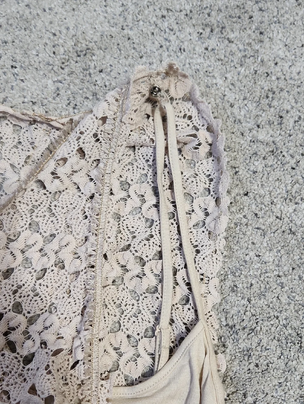 Free People Lily Lace Crochet Blouson Mini Dress in Natural Size Medium - Picture 10 of 11